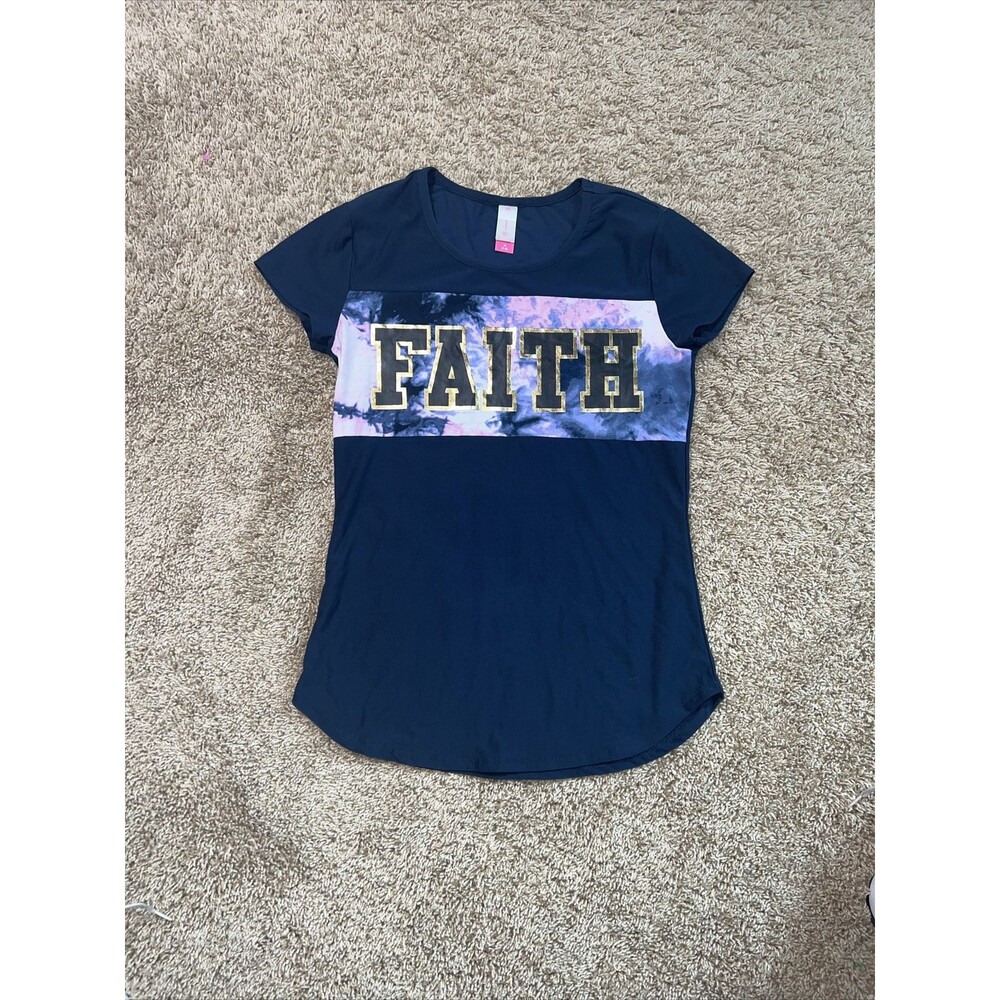 No Boundaries Girls Multicolor Graphic T-shirt Faith Size M (7-9)